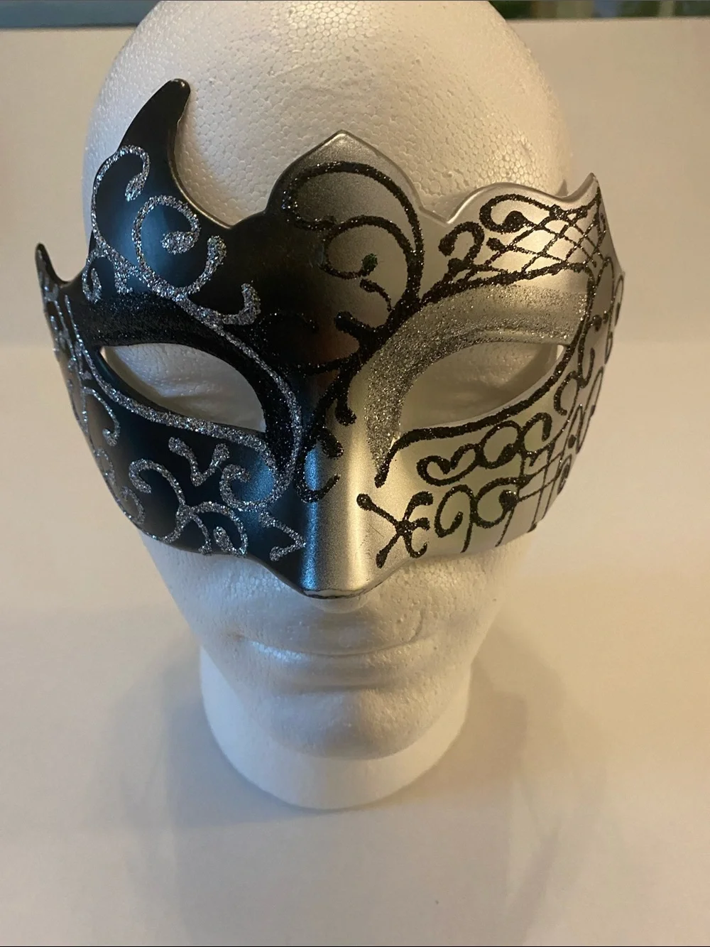 Silver and Black Venetian Masquerade Mask